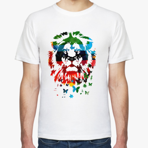 Футболка с принтом Лев и... бабочки