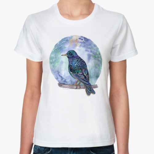 Классическая футболка птица скворец