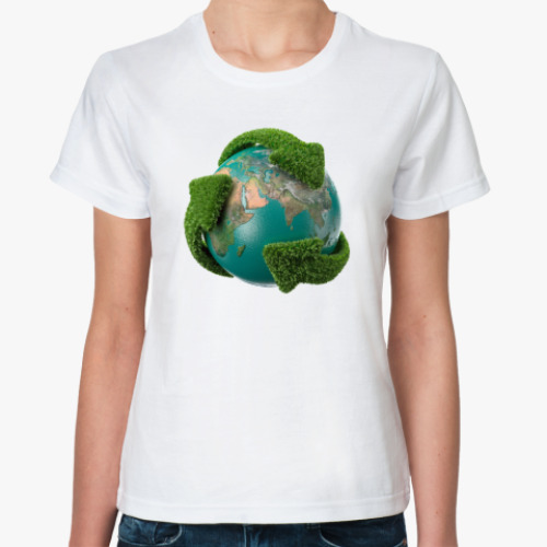 Классическая футболка с принтом Эко глобус