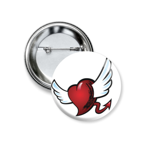 Значок 37мм с принтом Сердце