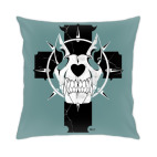 Подушка 35x35 см с цветной обратной стороной Dog skull