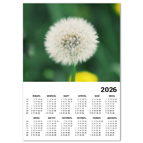 Календарь с принтом Одуванчик