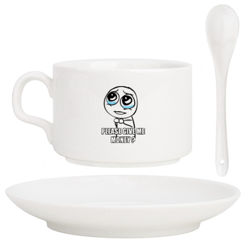 Кофейный набор с принтом Please give me money?