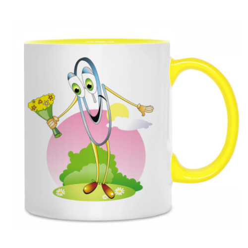 Кружка с принтом Кнопка и Скрепка