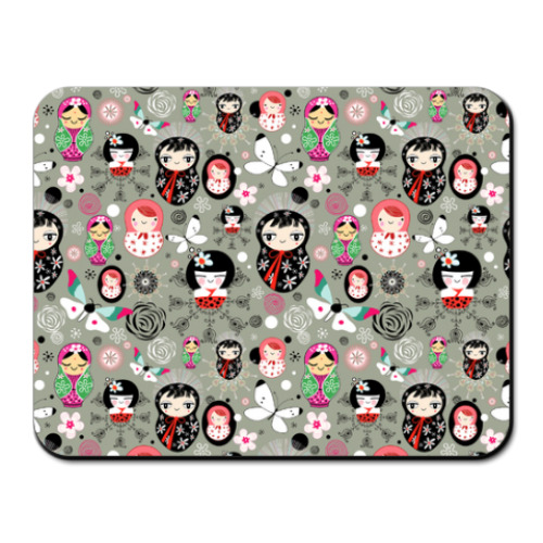 Коврик для мыши с принтом Весёлые матрёшки