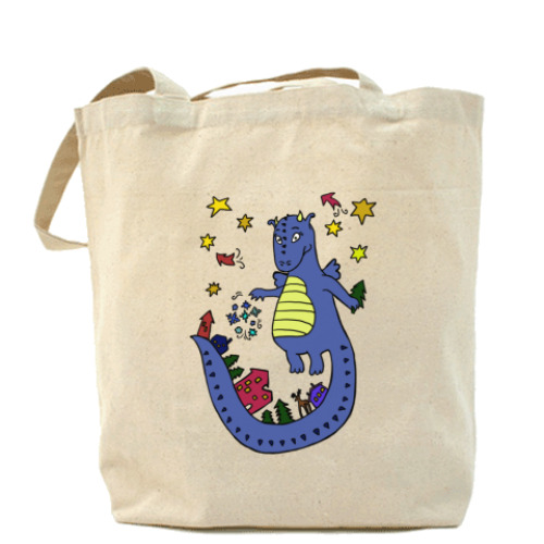 Сумка шоппер с принтом дракончик