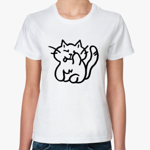 Классическая футболка с принтом   "Киса"