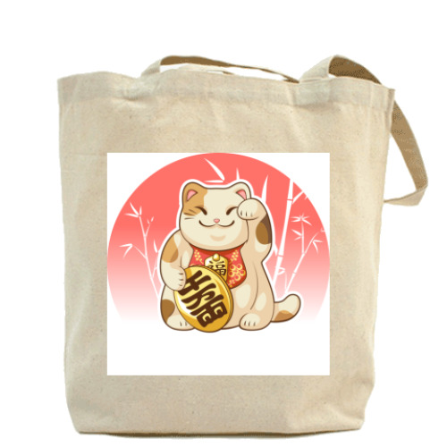 Сумка шоппер с принтом 'Кот счастья'