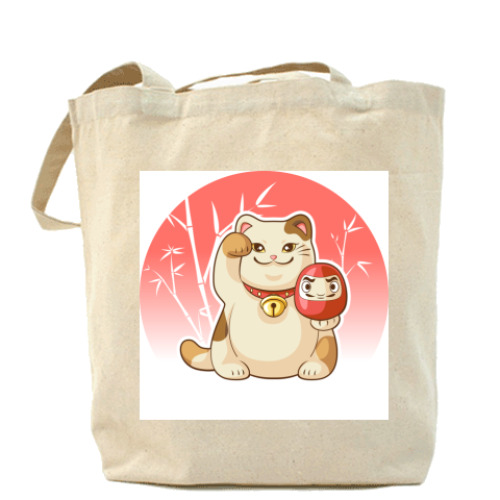 Сумка шоппер с принтом 'Кот счастья'