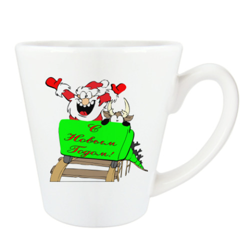 Чашка Латте с принтом Новый год