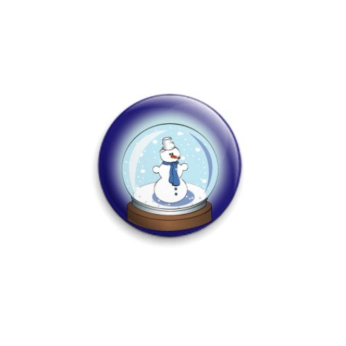 Значок 25мм с принтом  Снеговик