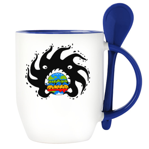 Кружка с ложкой Black hole eating a globurger