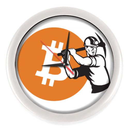 Настенные часы с принтом Биткоин майнер