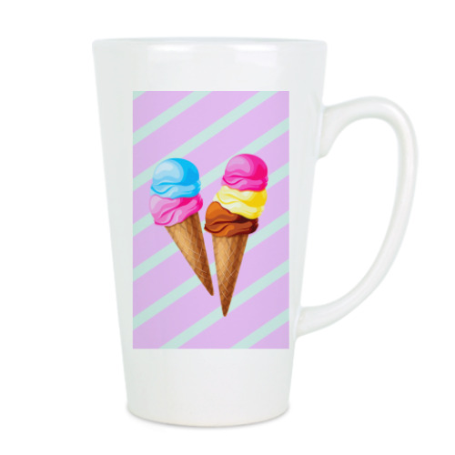 Чашка Латте с принтом Дессерты: мороженое