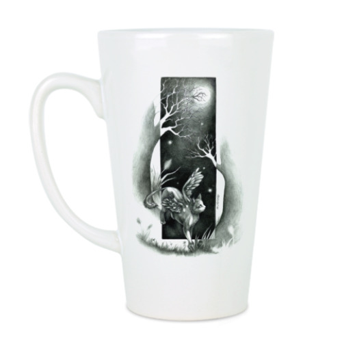 Чашка Латте с принтом Cat and Fireflies