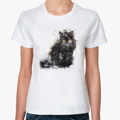 Классическая футболка Жил да был чёрный кот