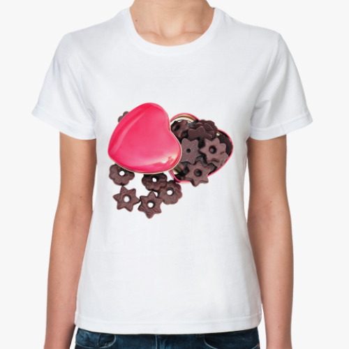 Классическая футболка Шоколадные звездочки в сердце