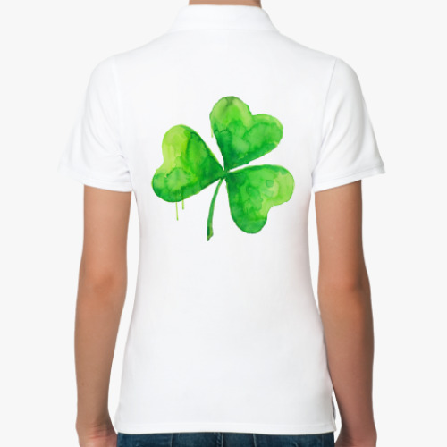 Женская рубашка поло (печать) Акварельный клевер