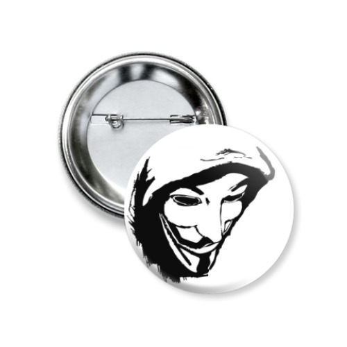 Значок 37мм с принтом вендетта, анонимус, Гай Фокс