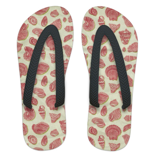 Шлепанцы (сланцы) с принтом Раковины