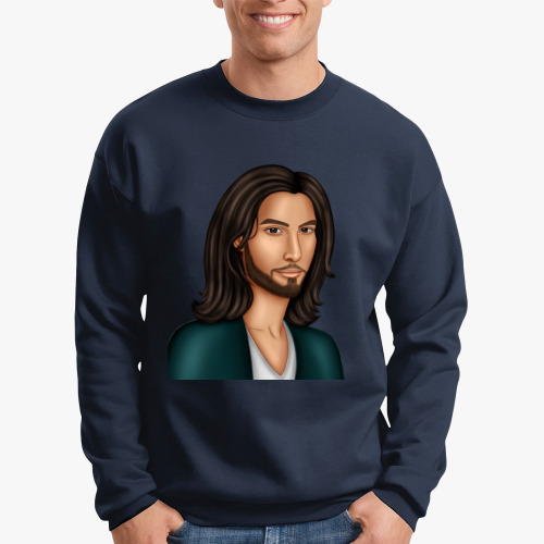 Свитшот с принтом Парень с длинными волосами