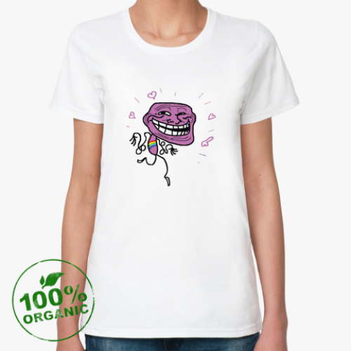Женская футболка из органик-хлопка nyan troll