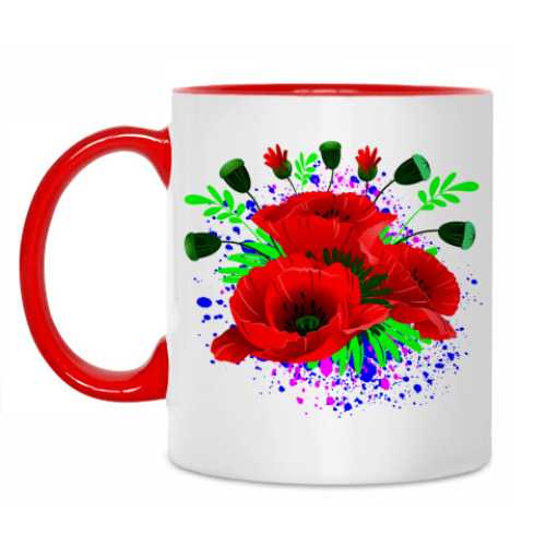 Кружка с принтом Маки