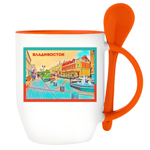 Кружка с ложкой Владивосток