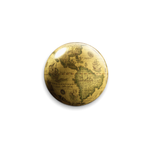 Значок 25мм с принтом  Старая карта