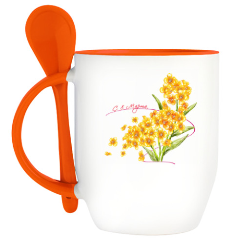Кружка с ложкой 8 марта
