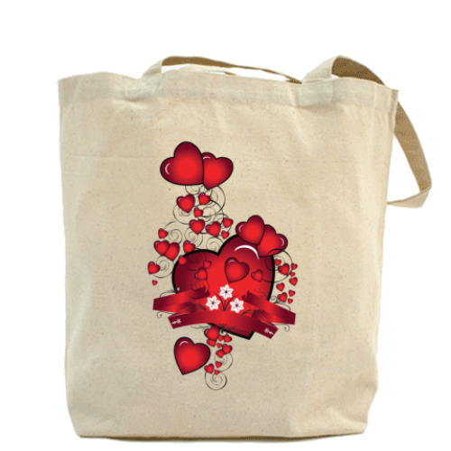 Сумка шоппер с принтом сердце