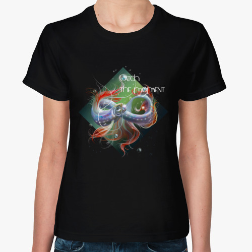 Женская футболка с принтом Лови момент