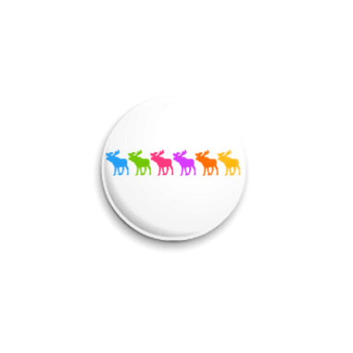 Значок 25мм с принтом Радужные олени