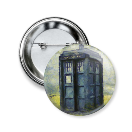 Значок 50мм с принтом Доктор Кто/Doctor Who Ван Гог