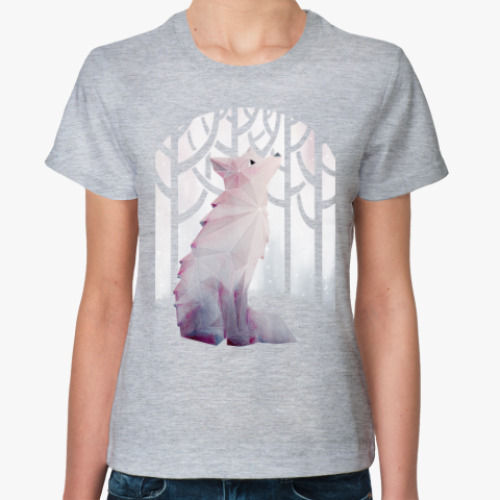 Женская футболка Зимний Лис в снегу Winter fox