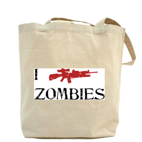 Сумка шоппер с принтом  I mgun ZOMBIES