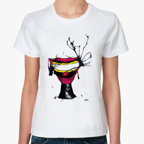 Классическая футболка с принтом Слюнявые губы