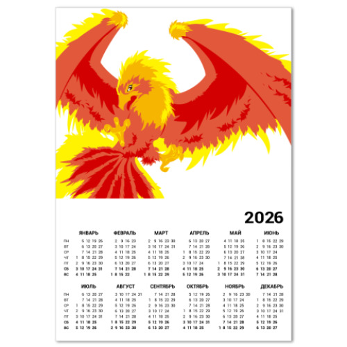 Календарь с принтом Феникс
