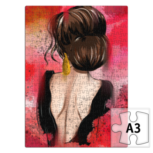 Пазл с принтом Девушка в черном..