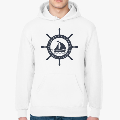 Толстовка худи Море, штурвал. Liberty and mit