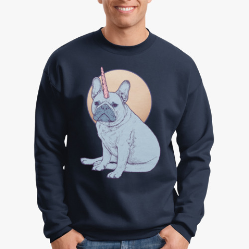 Свитшот с принтом Мопс единорог