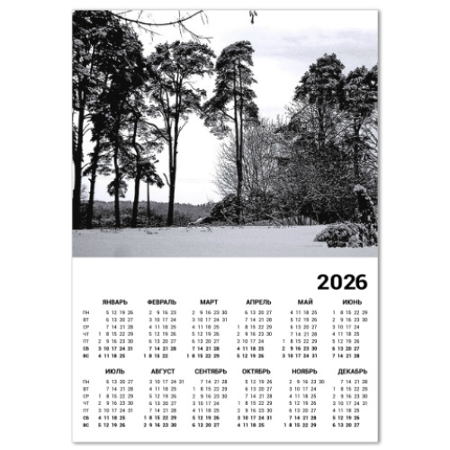 Календарь с принтом Русская зима