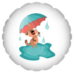 Пес с зонтом гуляет радостно по лужам