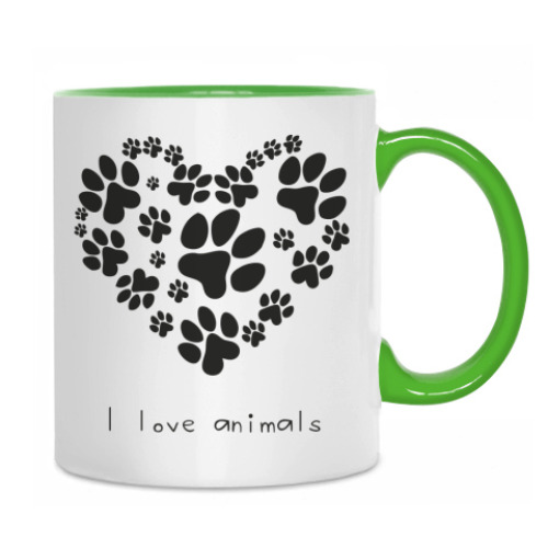 Кружка с принтом I love animals