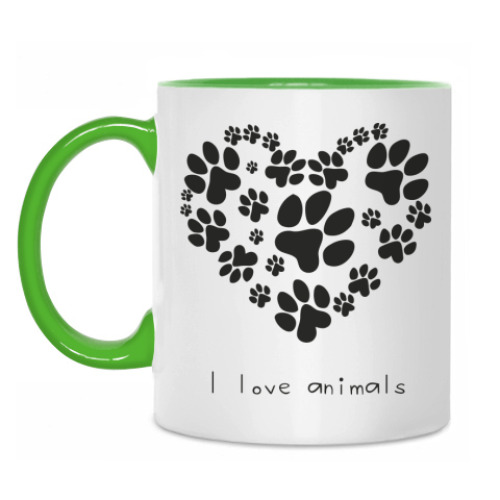 Кружка с принтом I love animals