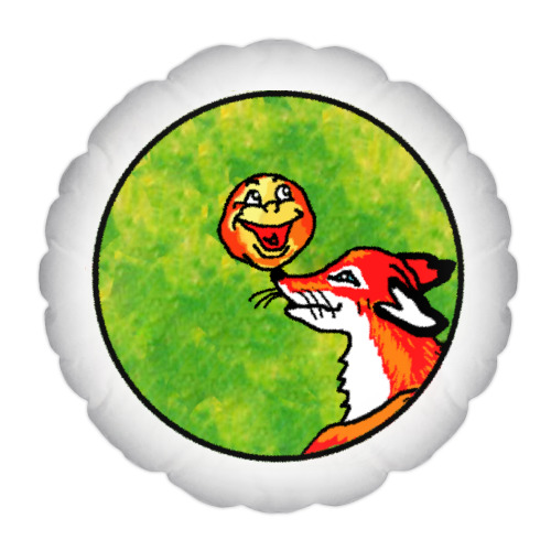 Подушка с принтом Лиса и колобок