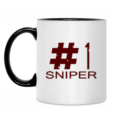 Кружка с принтом '#1 sniper'