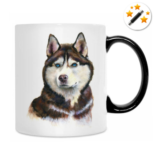 Кружка-хамелеон с принтом Хаски