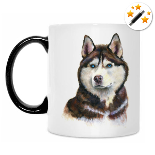 Кружка-хамелеон с принтом Хаски