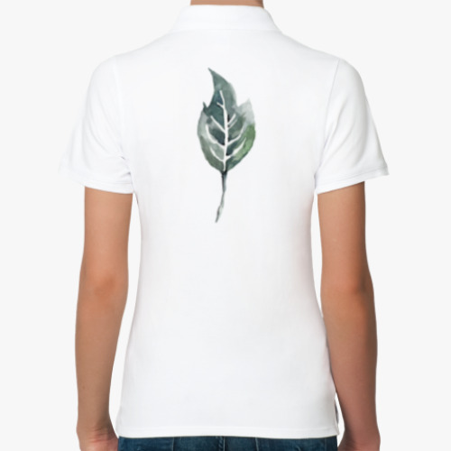 Женская рубашка поло (печать) с принтом Лист